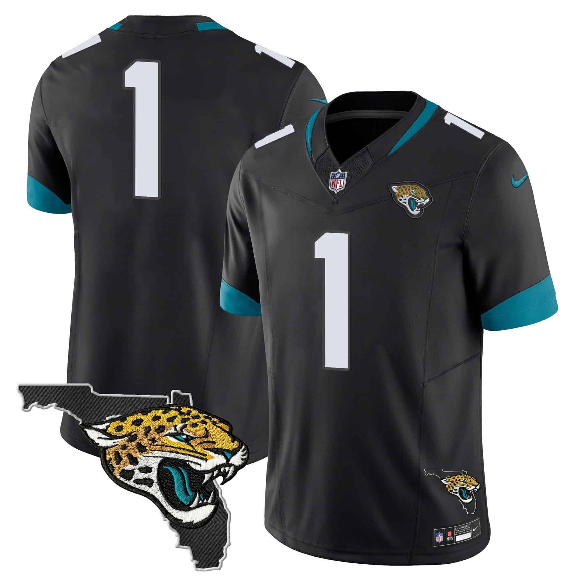 Men Jacksonville Jaguars #1 Etienne jr Black 2024 Nike Florida Patch Vapor NFL Jersey style 3